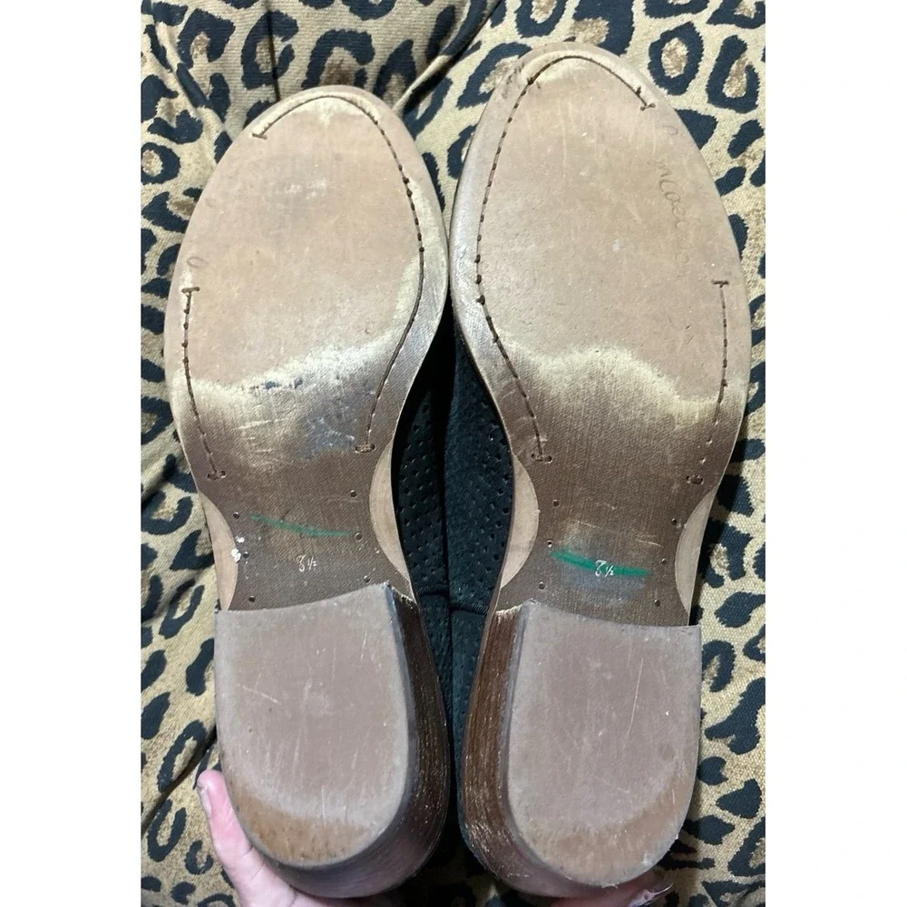 Sam‎ Edelman Paula Black Perforated Suede Low Heel Ankle Booties, 8.5